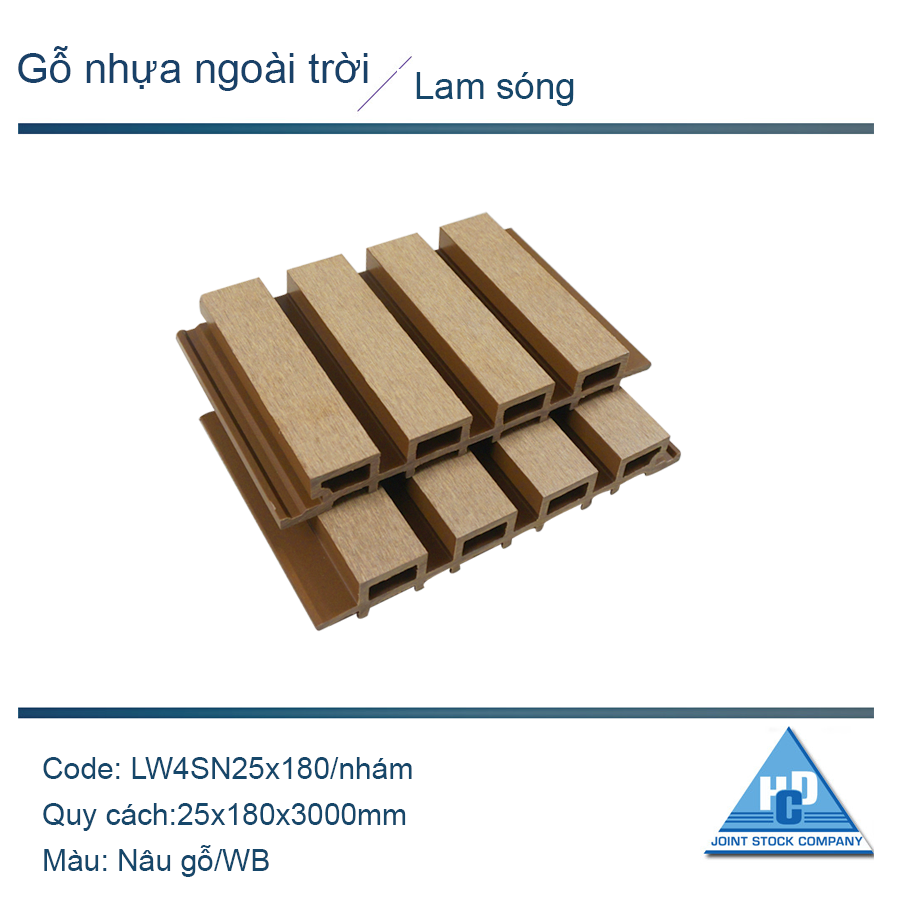 Lam sóng LW4SN25x180 nâu gỗ/ nhám