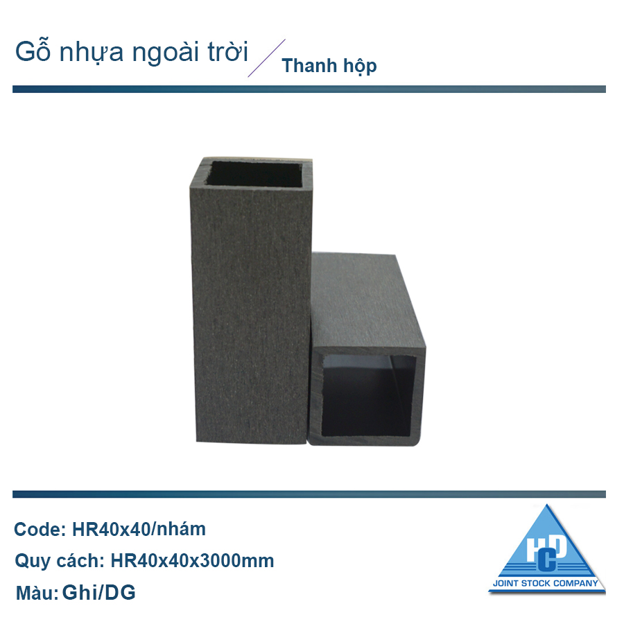 Thanh hộp ngoài trời HR40x40/ Màu ghi nhám