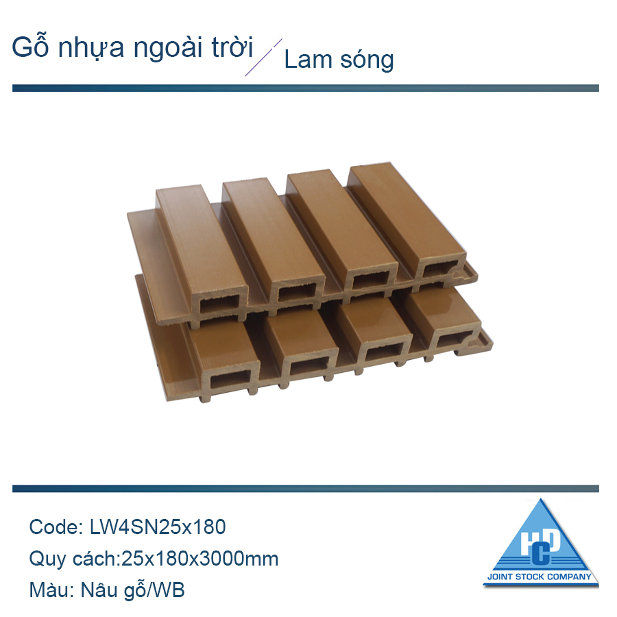 Lam 4 sóng nhỏ LW4SN 180x25/ Màu nâu gỗ