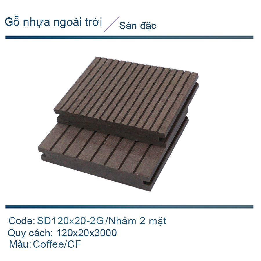  Sàn đặc SD120x20-2G màu coffee/ nhám 2 mặt 