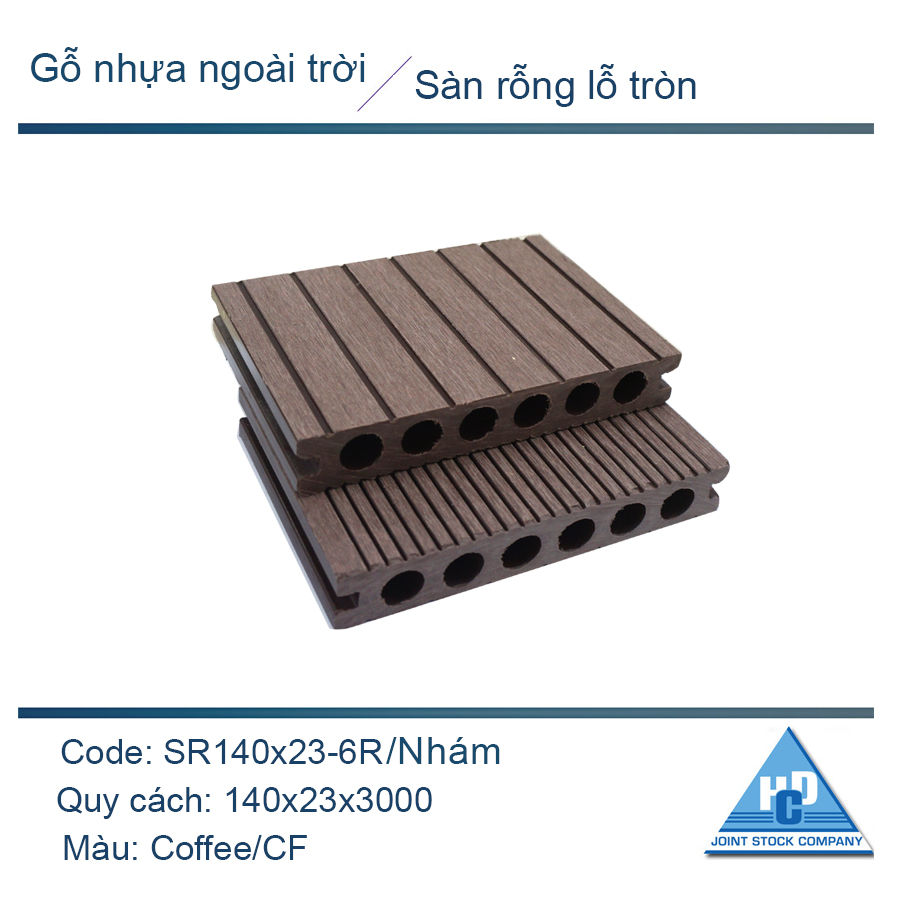 Sản rỗng lỗ tròn SR140x23-6R cà phê nhám