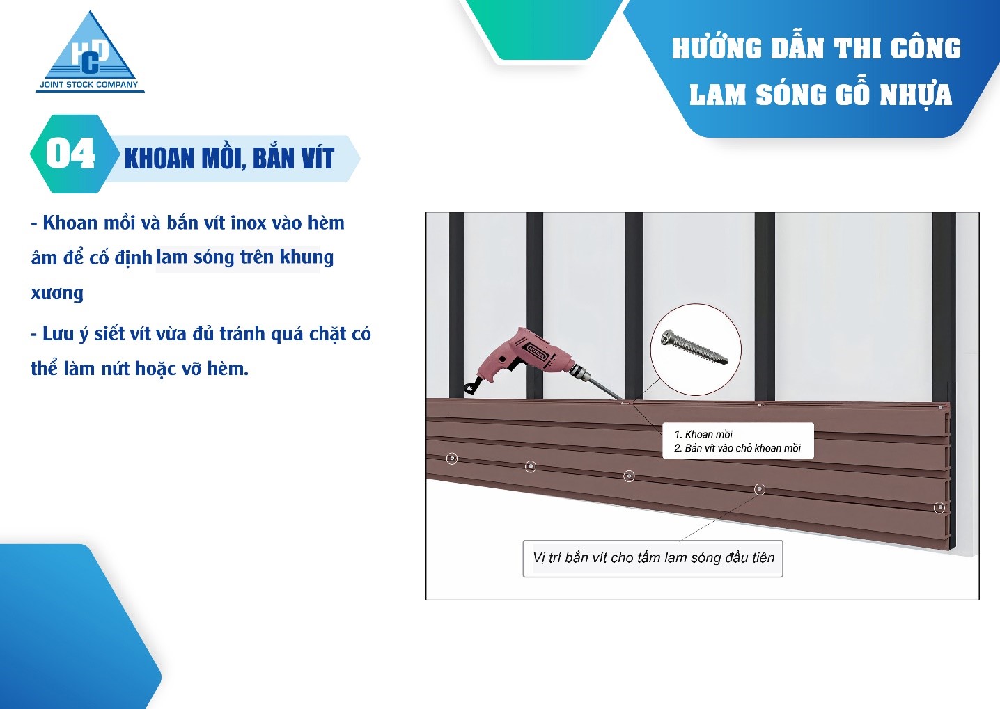 Hướng dẫn thi công lam sóng gỗ nhựa ngoài trời