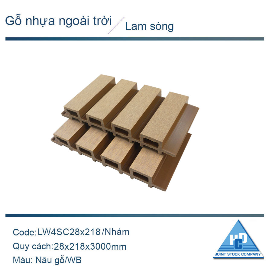 Lam 4 sóng cao LW4SC 28x218 màu nâu gỗ/nhám