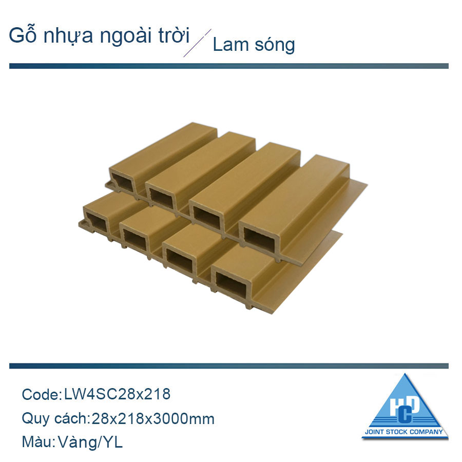 Lam 4 sóng cao LW4SC 28x218 màu vàng trơn