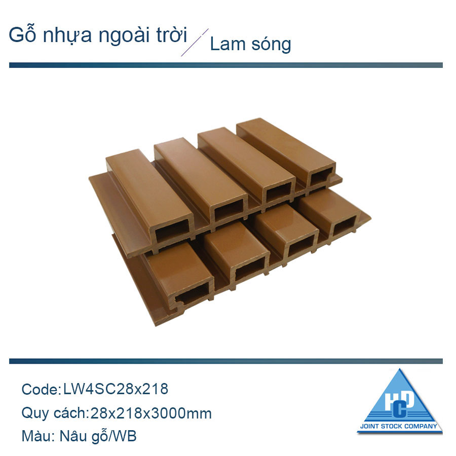 Lam 4 sóng cao LW4SC 28x218 màu nâu gỗ/ trơn