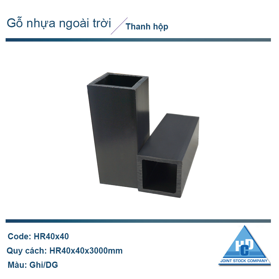 Thanh hộp HR40x40 màu ghi trơn