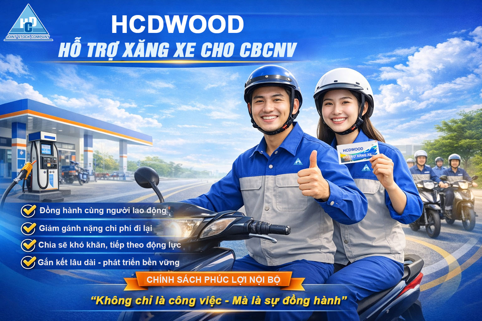 HCDWOOD Triển Khai Hỗ Trợ Tiền Xăng Xe Hàng Tháng - Đồng Hành Cùng CBCNV