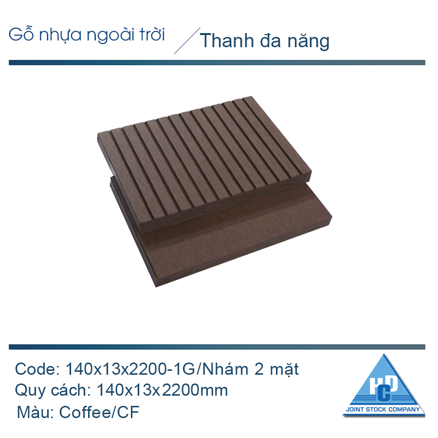 Thanh đa năng HD140x13x2200/ Nhám 2 mặt màu coffee