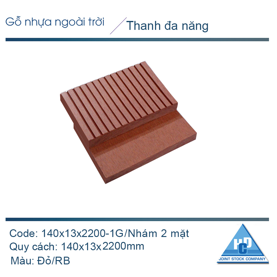 Thanh đa năng HD140x13x2200/ Nhám 2 mặt màu đỏ