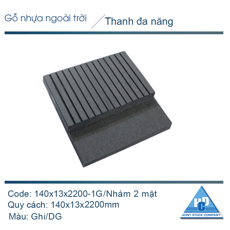 Thanh đa năng HD140x13x2200/ Nhám 2 mặt màu ghi